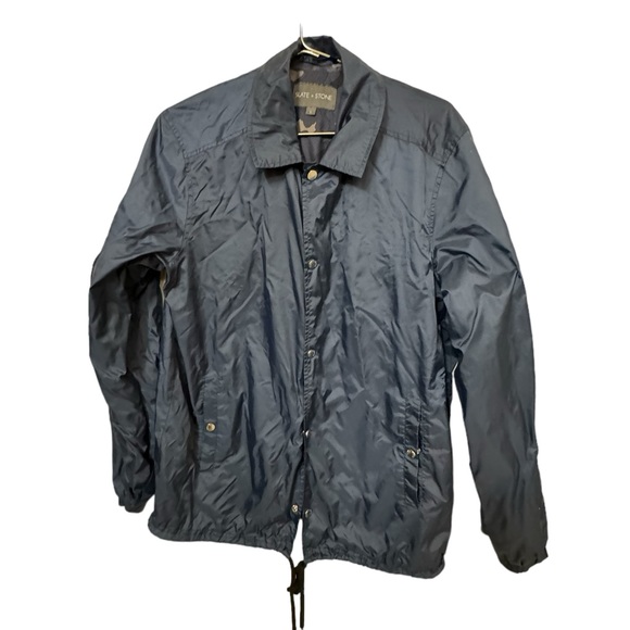 High End Slate & Stone Snap Up Windbreaker Jacket Mens L MINTY - Picture 1 of 6